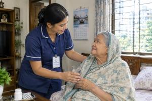 Home Caregiver Bangladesh, Professional Caregiver, Female Caregiver, Elderly Care in Dhaka, Elderly Patient Care, Home Care Service, Patient Care at Home, Bangladesh Home Care